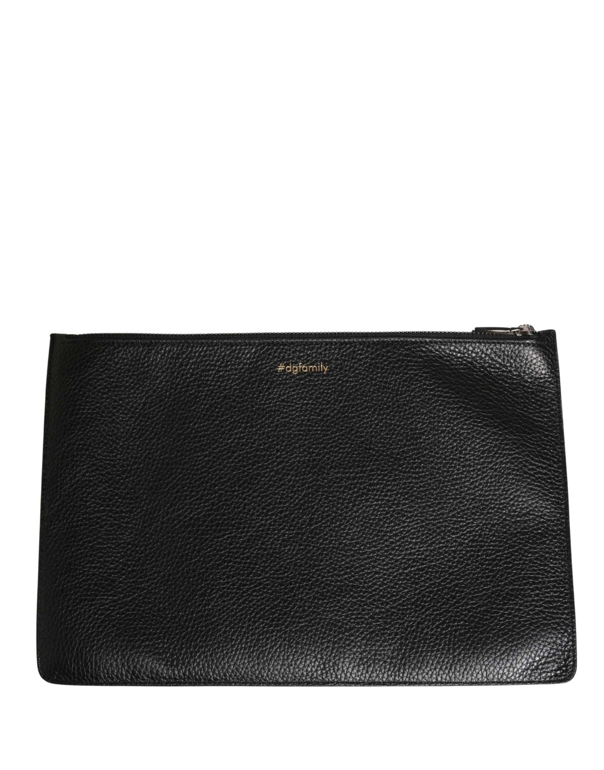 Black #dgfamily Embellished Leather Clutch Borse Bag Calf