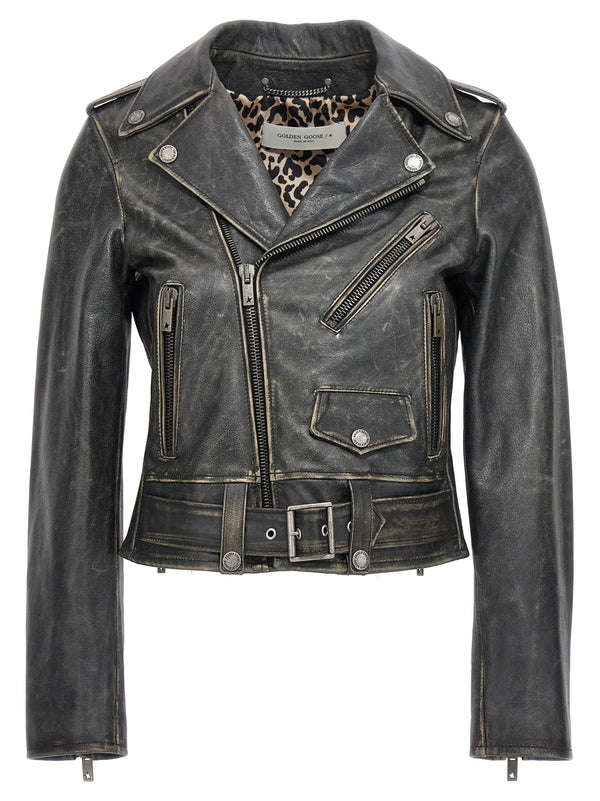 Golden Goose 100% cowhide leather jacket in black