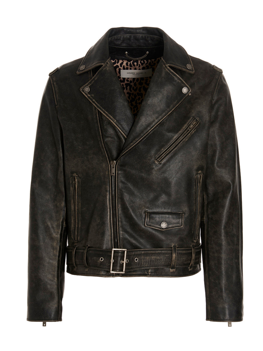Golden Goose 100% calfskin leather jacket in black