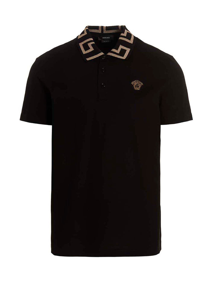 Versace 100% Cotton polo shirt in black