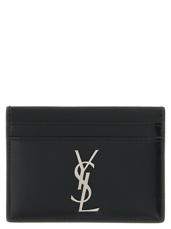 Saint Laurent 100% calfskin leather card case in black