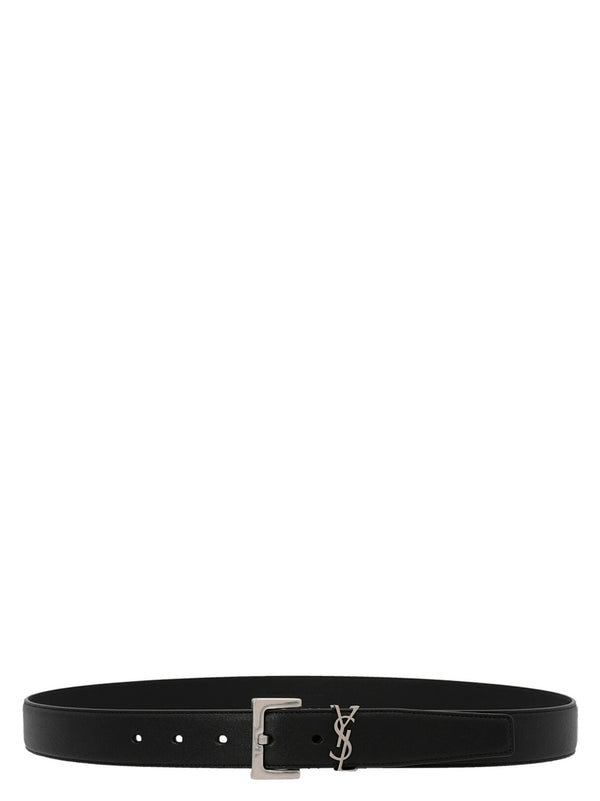 Saint Laurent 100% calfskin leather belt in black