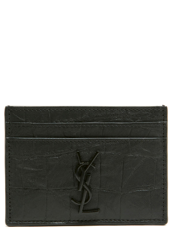 Saint Laurent 100% Sheepskin card case in black