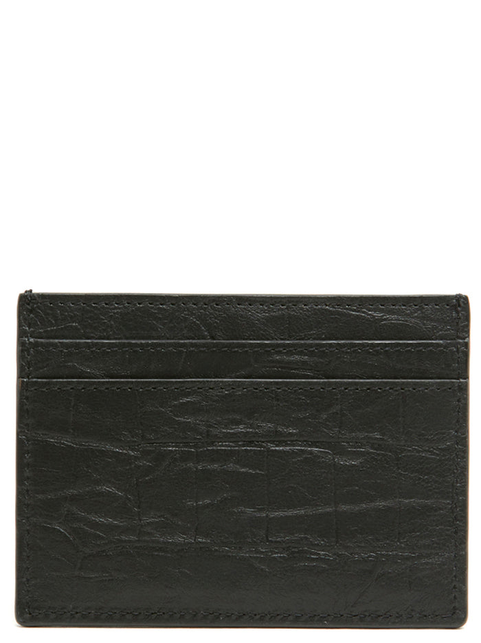 Saint Laurent 100% Sheepskin card case in black — view 2