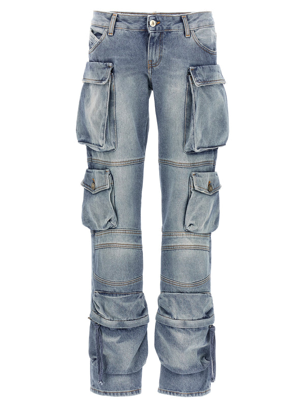 The Attico 100% cotton cargo pants in blue