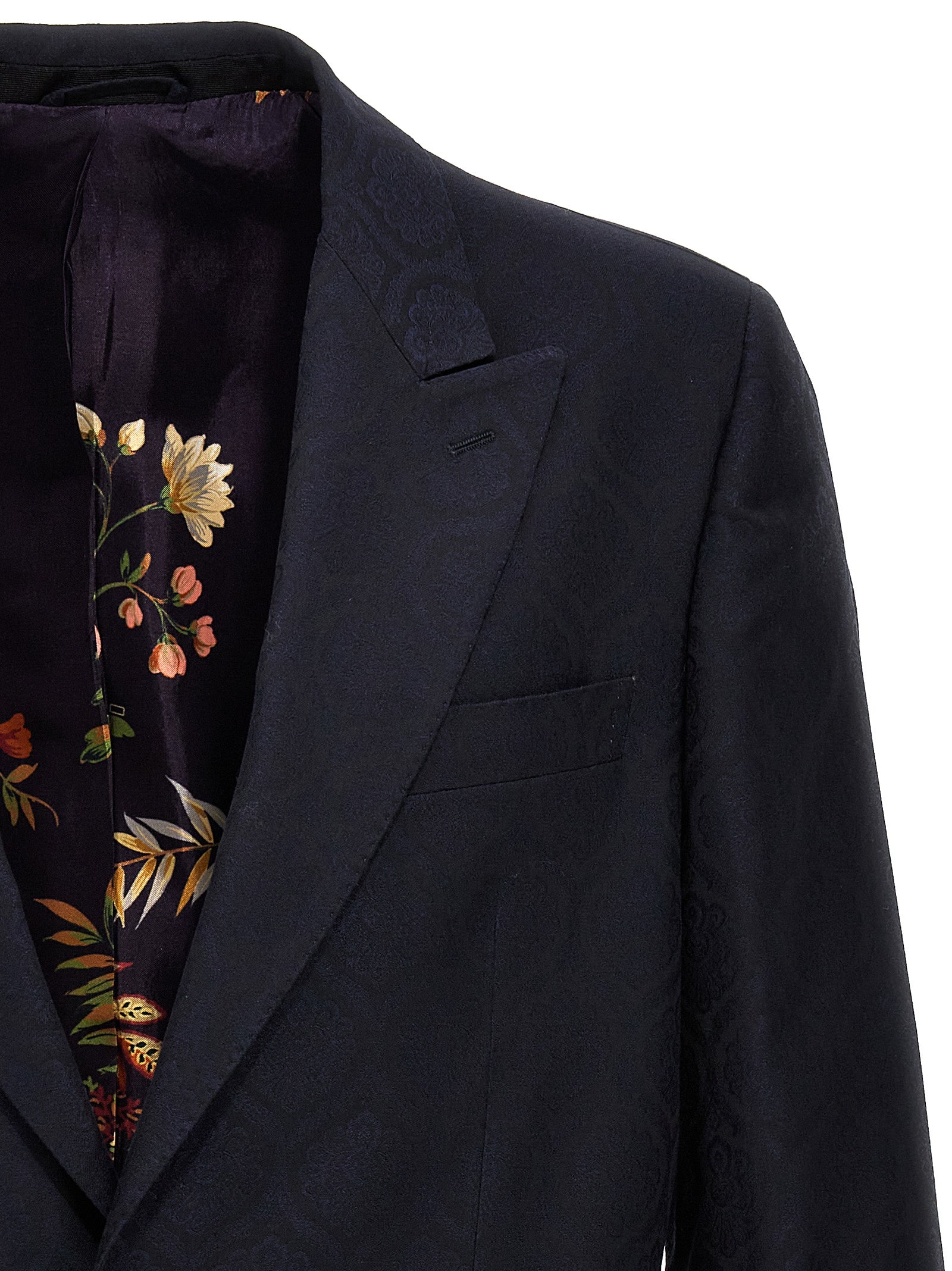 Etro 53% Cotton blazer in blue — view 3
