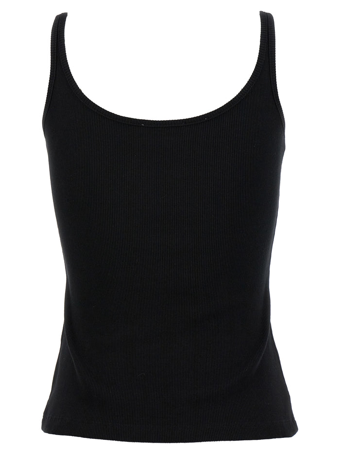 Off-White 98% cotton tank top in black — view 2