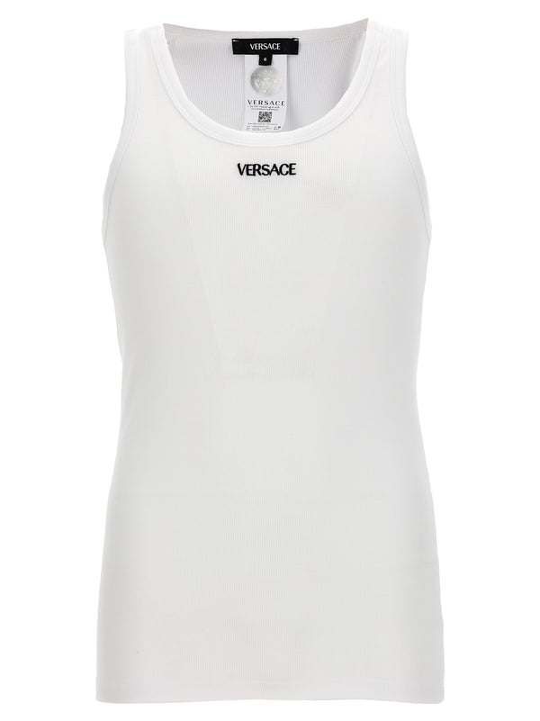 Versace 93% Cotton tank top in white
