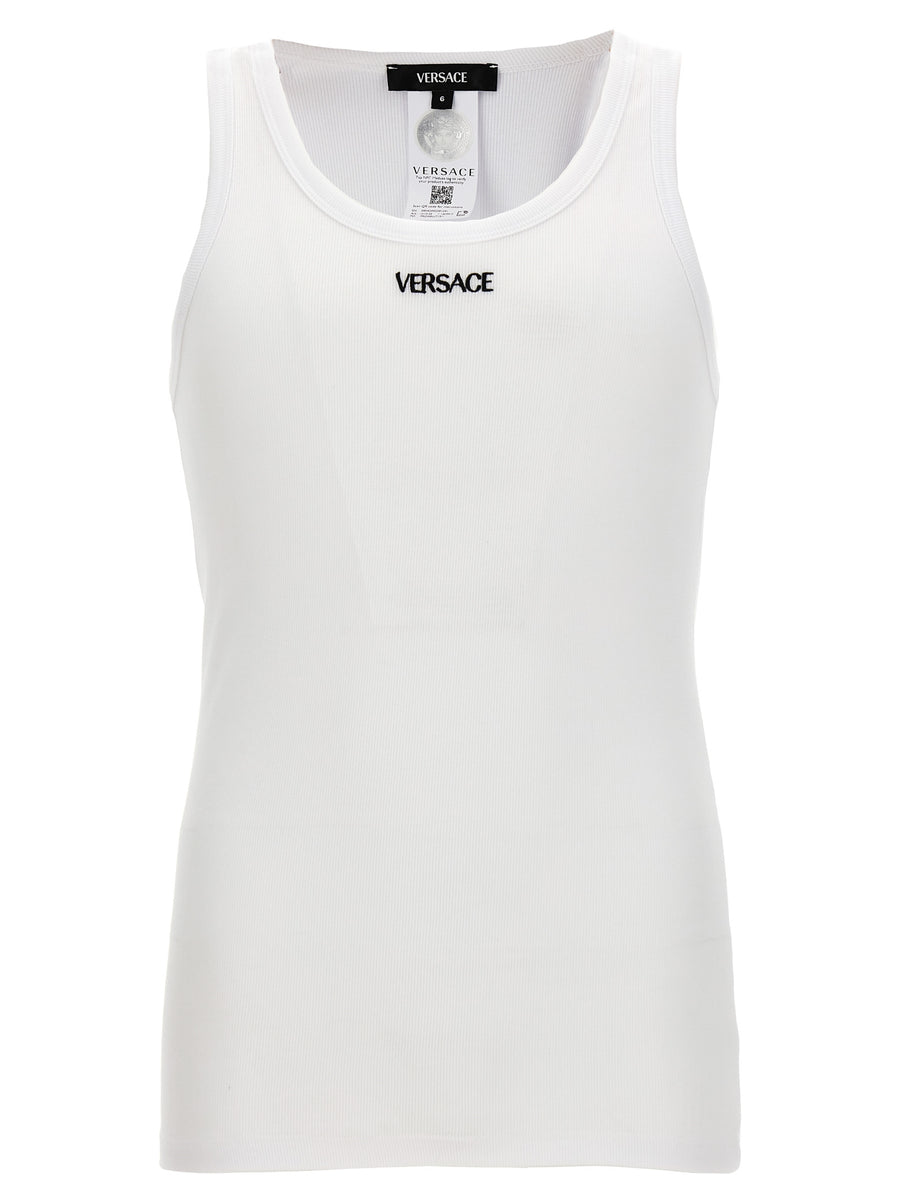 Versace 93% Cotton tank top in white