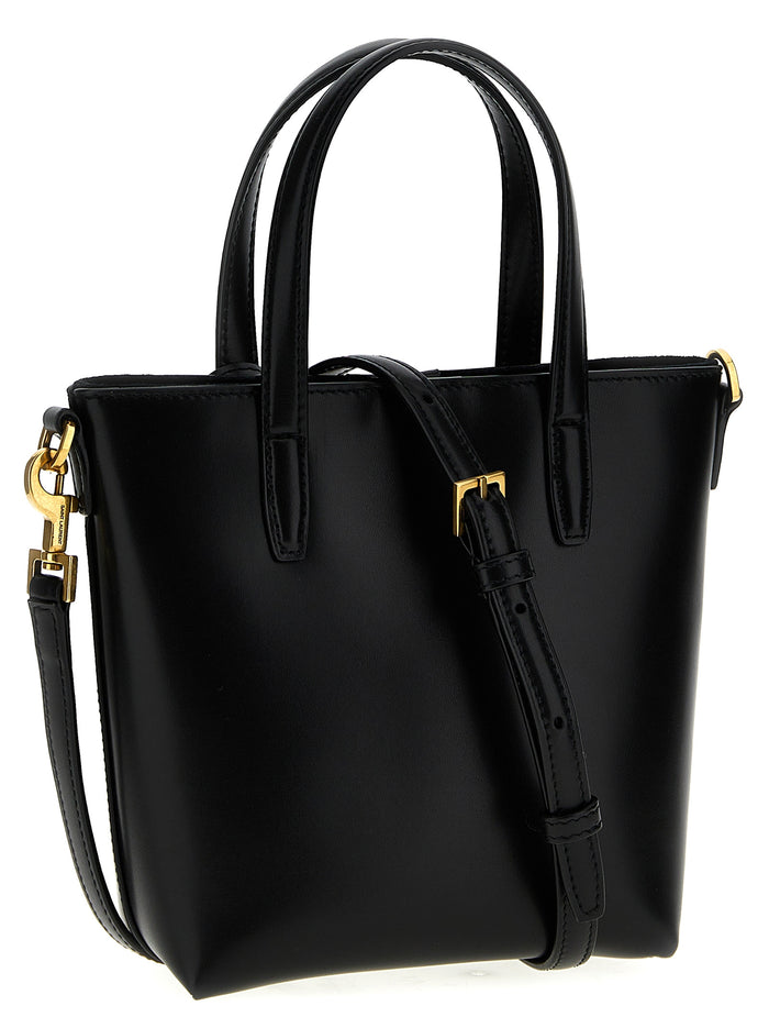 Saint Laurent 100% calf leather tote bag in black — view 2