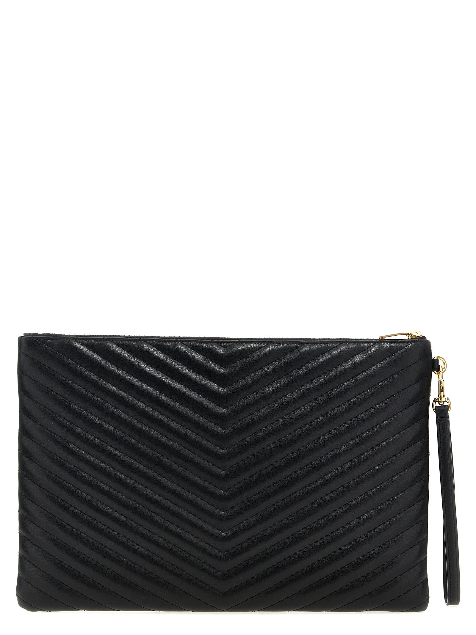 Saint Laurent 100% calfskin leather clutch in black — view 2