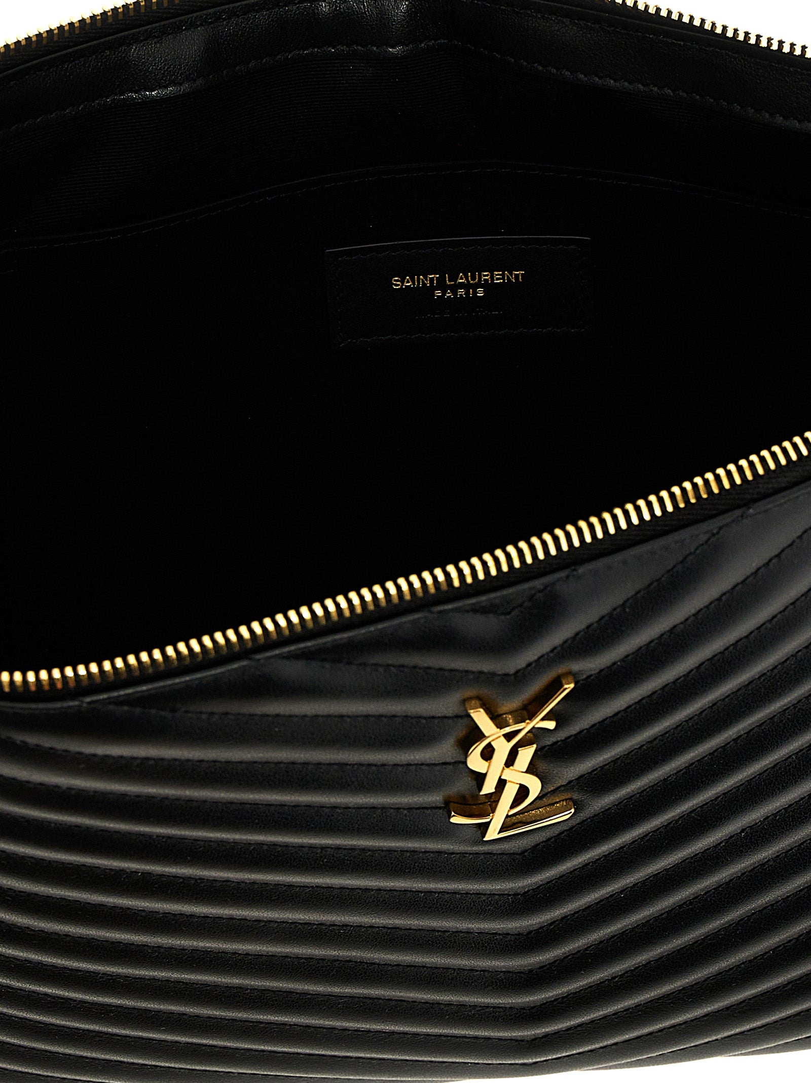 Saint Laurent 100% calfskin leather clutch in black — view 4