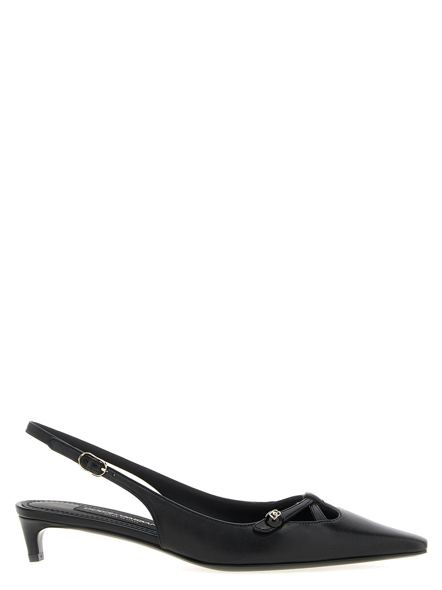 Dolce & Gabbana 100% lamb leather slingback pump in black
