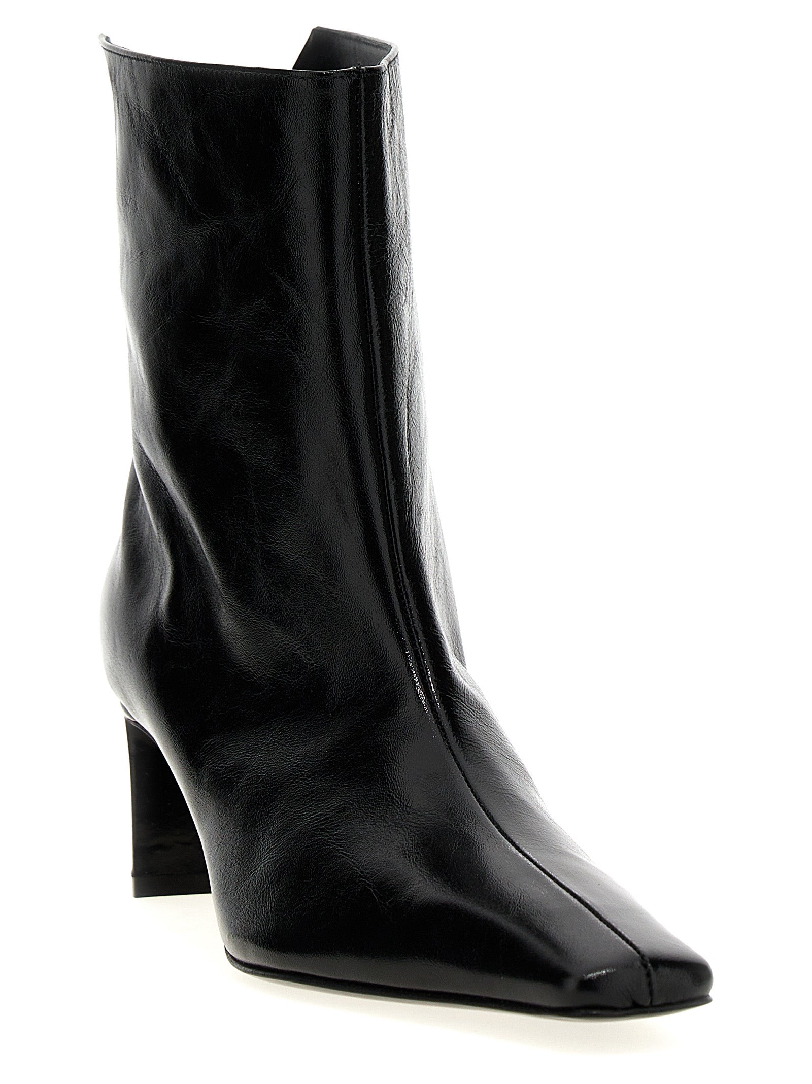 Khaite 100% calfskin leather boot in black — view 2