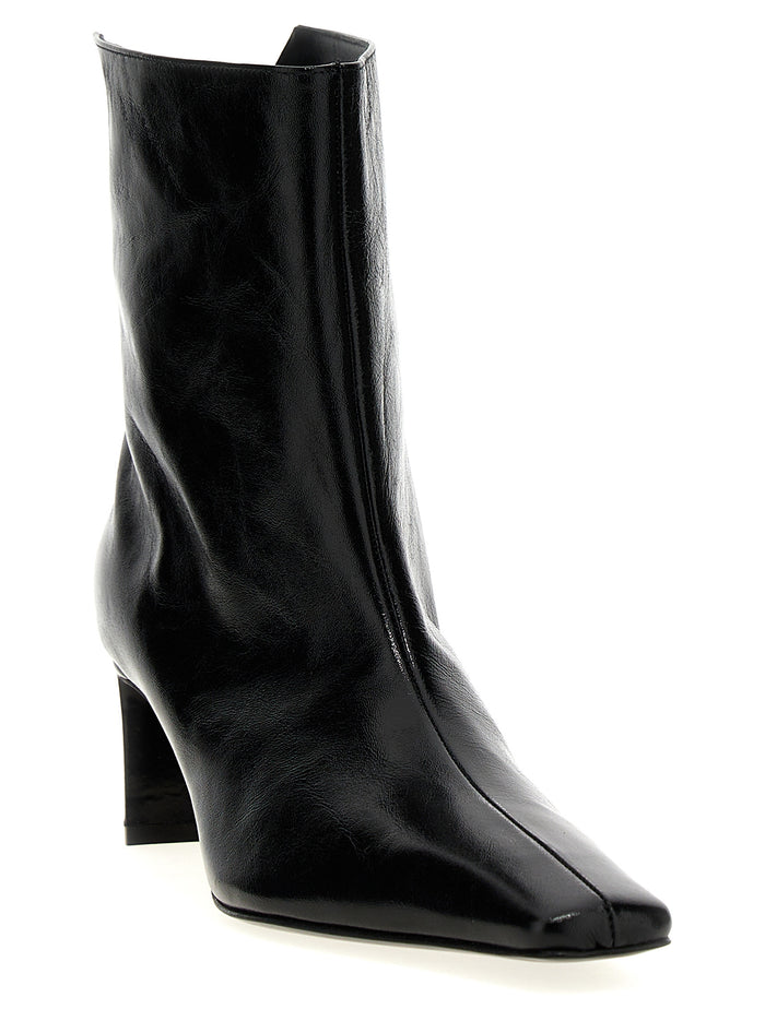 Khaite 100% calfskin leather boot in black — view 2