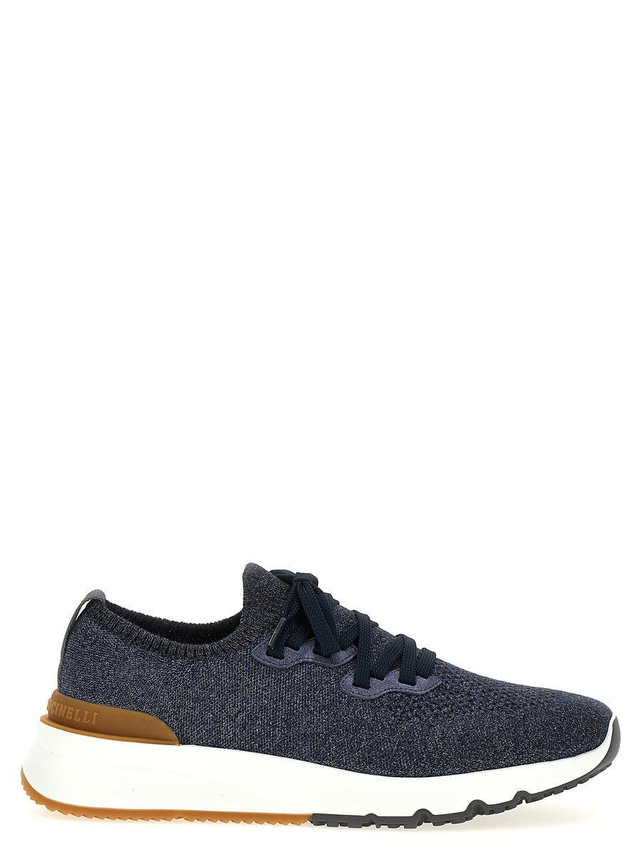 Brunello Cucinelli 89% Cotton sneaker in blue