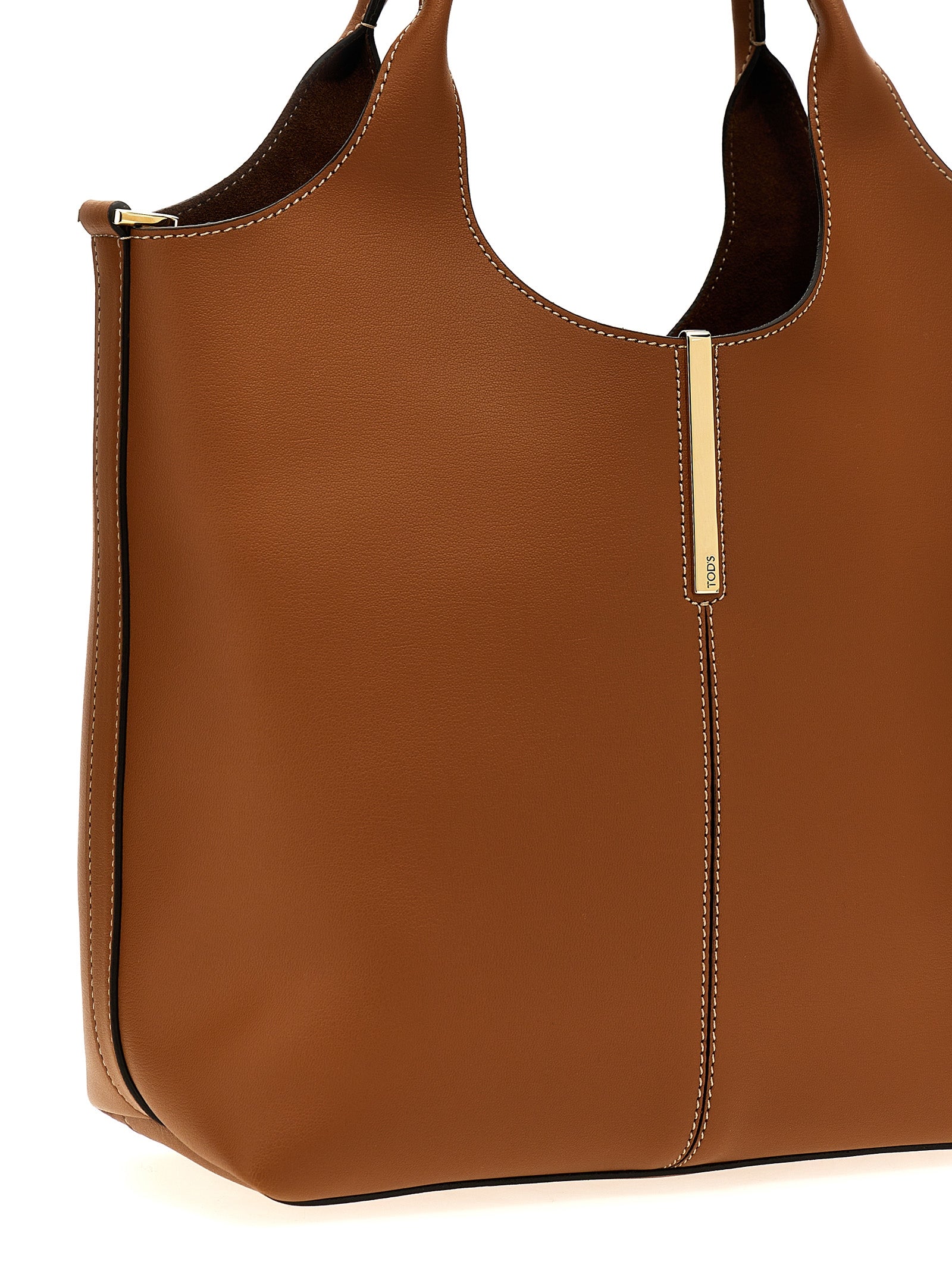 Tod's 100% calfskin leather shoulder bag in brown — view 3