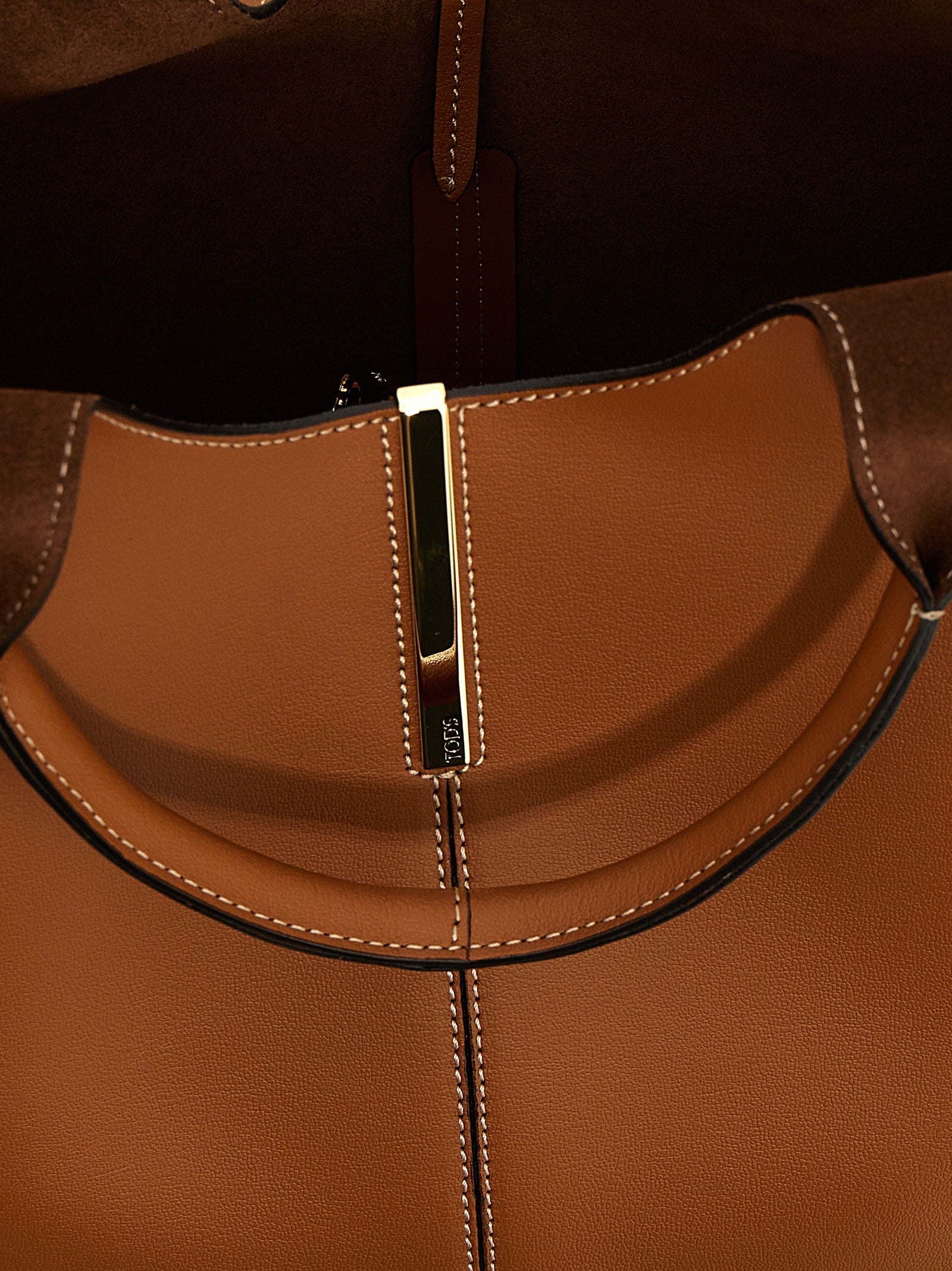 Tod's 100% calfskin leather shoulder bag in brown — view 4