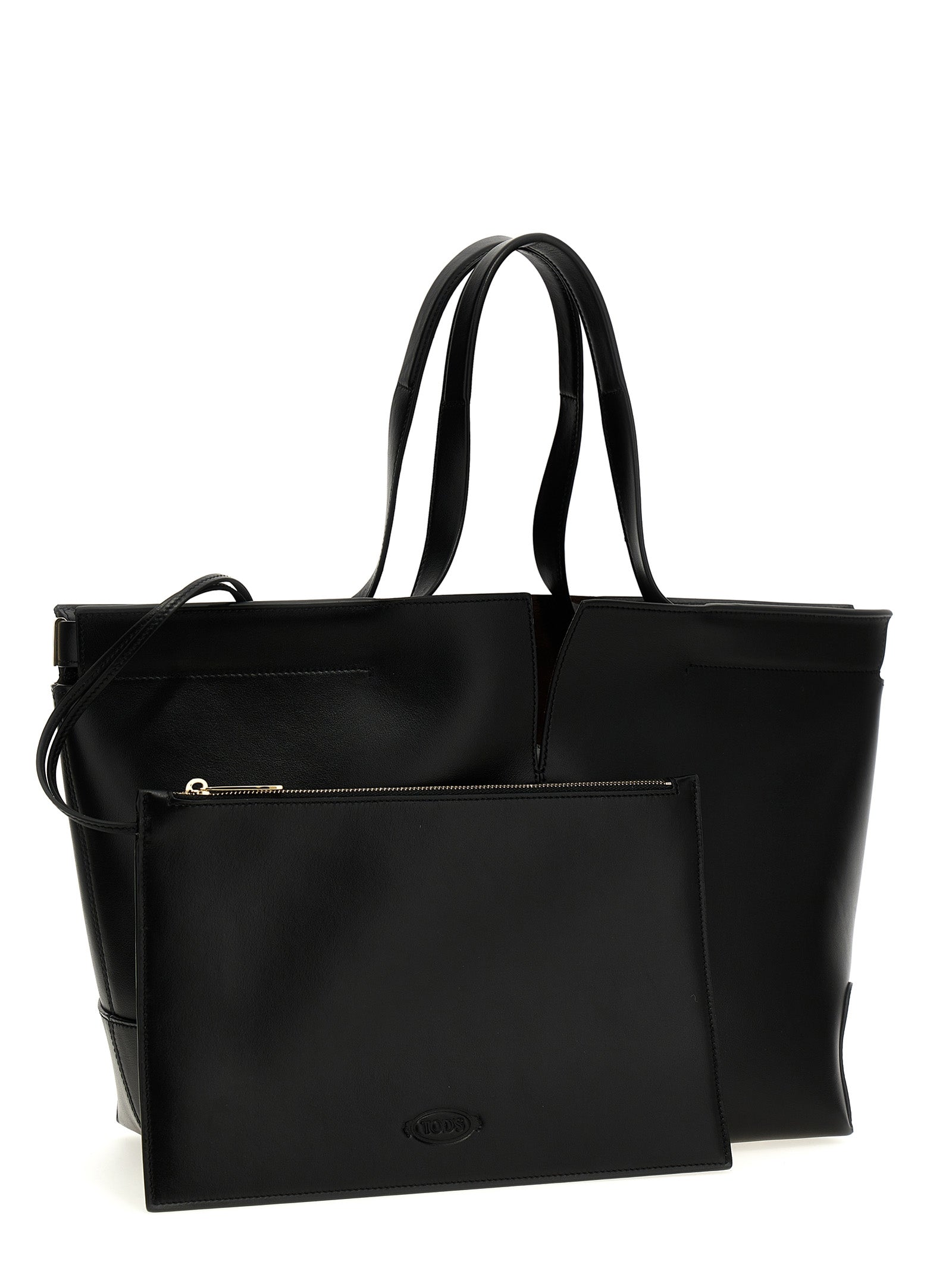 Tod's 100% calfskin leather tote bag in black — view 3