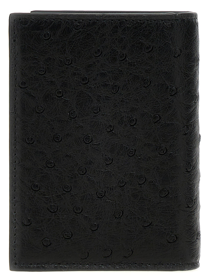 Valentino Garavani 100% Ostrich Leather card case in black — view 2
