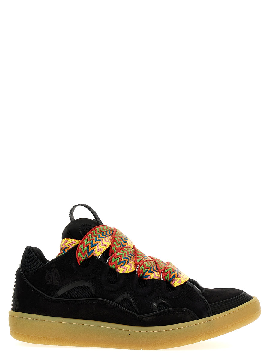 Lanvin 76% calfskin leather sneaker in black