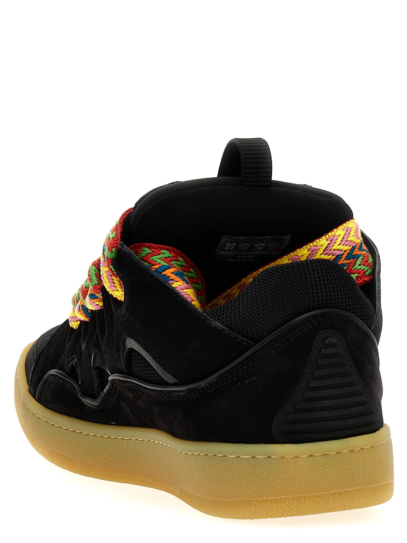 Lanvin 76% calfskin leather sneaker in black — view 3