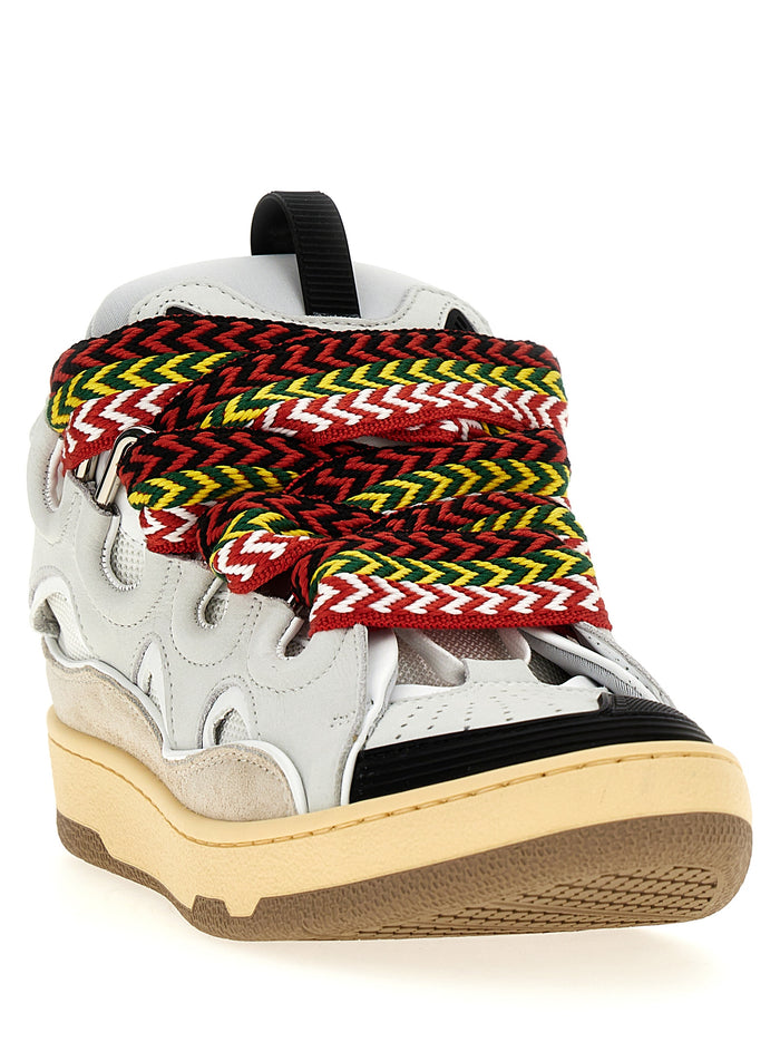 Lanvin 76% calfskin leather sneaker in gray — view 2