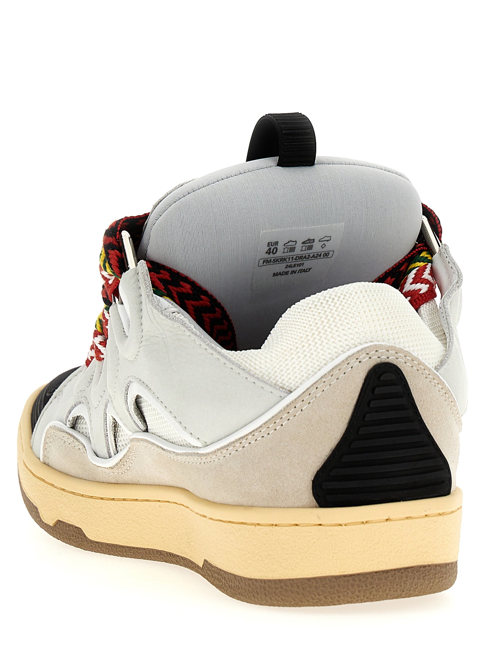 Lanvin 76% calfskin leather sneaker in gray — view 3