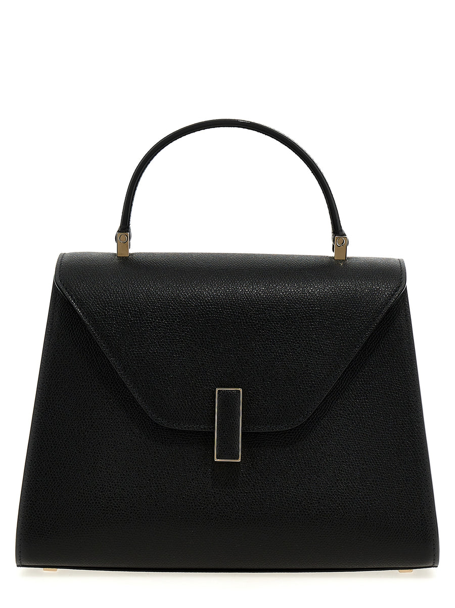 Valextra 100% calfskin leather top handle bag in black