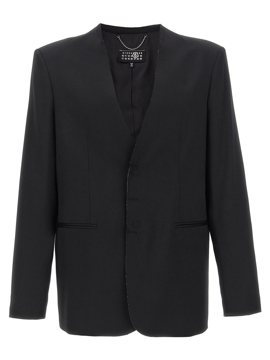 MM6 Maison Margiela 54% polyester blazer in black