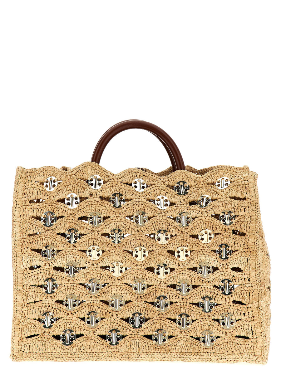 Paco Rabanne 90% Raffia tote bag in beige