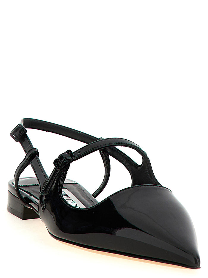 Jimmy Choo 100% calfskin leather (Bos Taurus) slingback flat in black — view 2