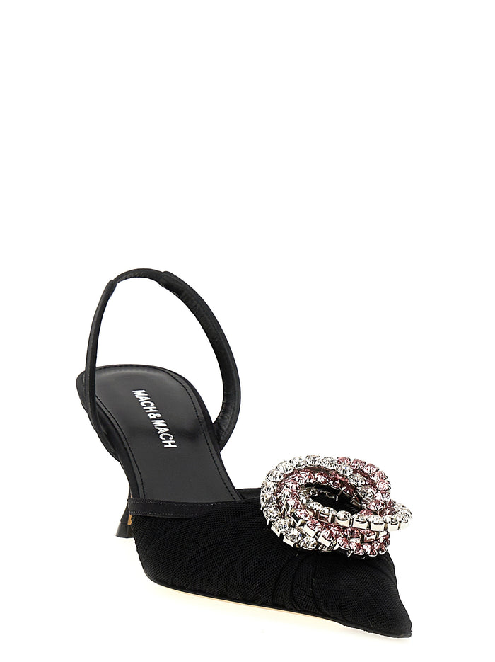 Mach & Mach 100% polyamide slingback pump in black — view 2