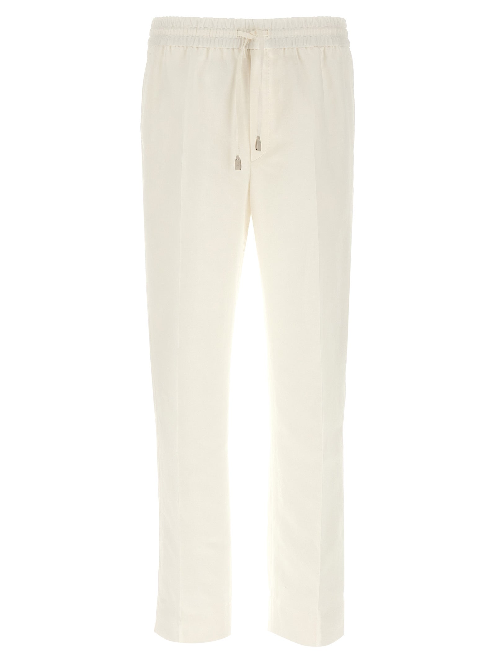 Brioni 53% linen trousers in white