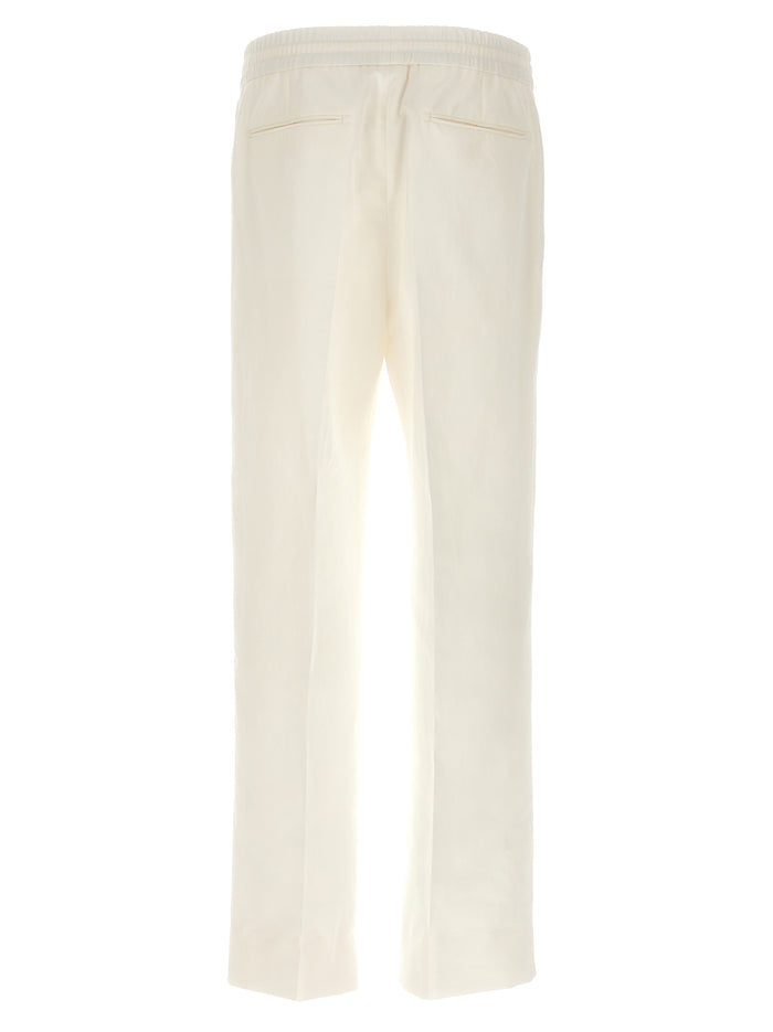 Brioni 53% linen trousers in white — view 2