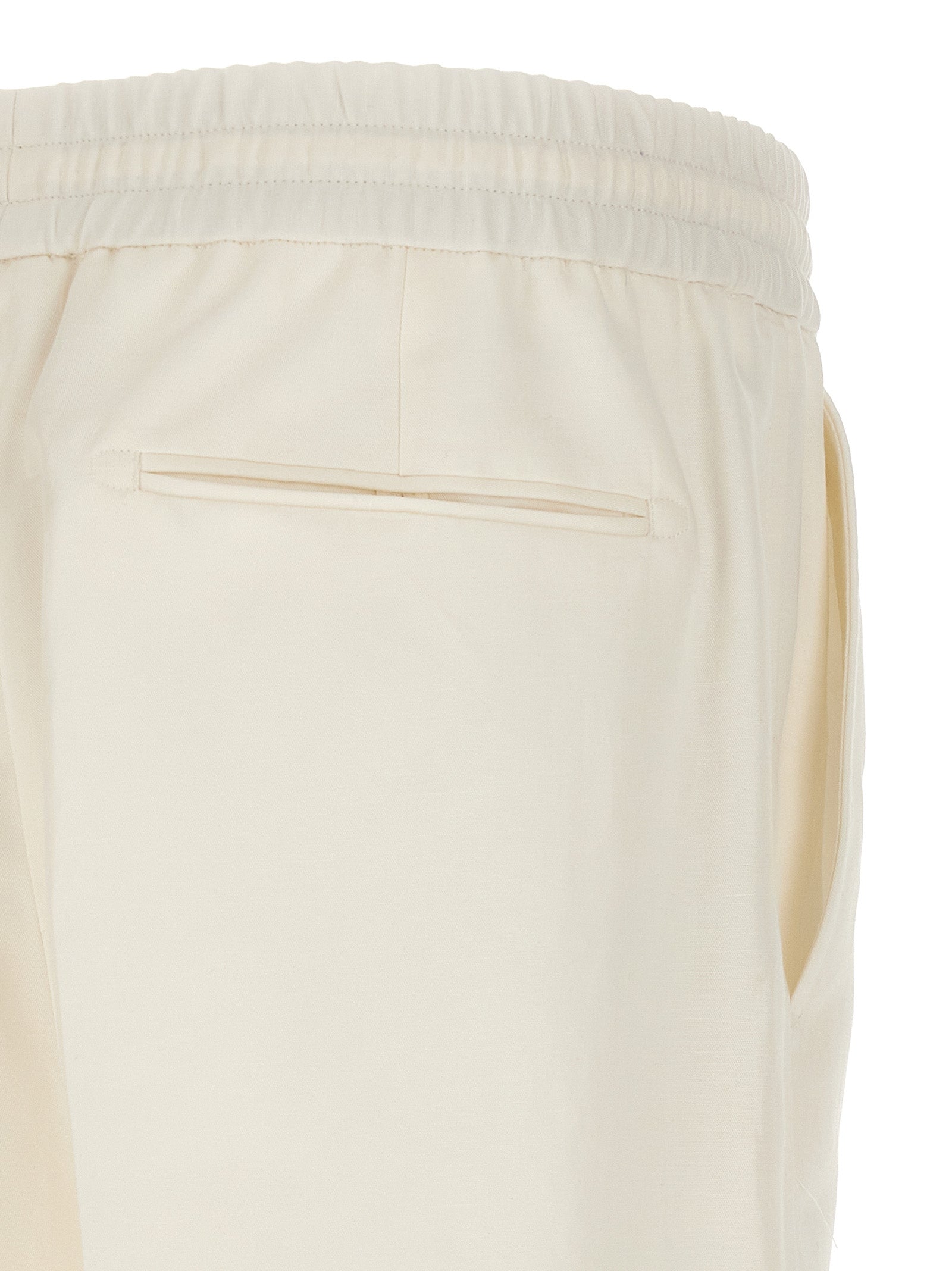 Brioni 53% linen trousers in white — view 4