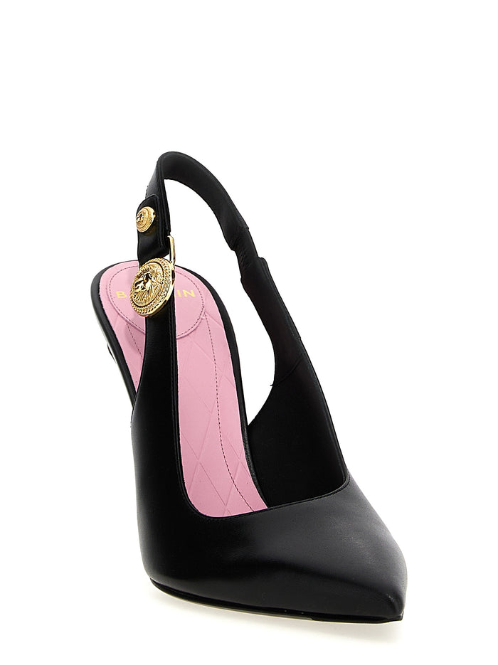 Balmain 100% Calfskin Leather slingback pump in black — view 2