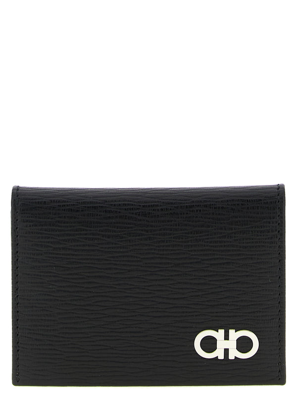 Ferragamo 100% calfskin leather card case in black