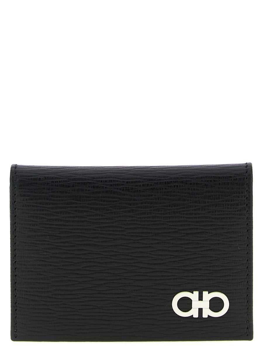 Ferragamo 100% calfskin leather card case in black