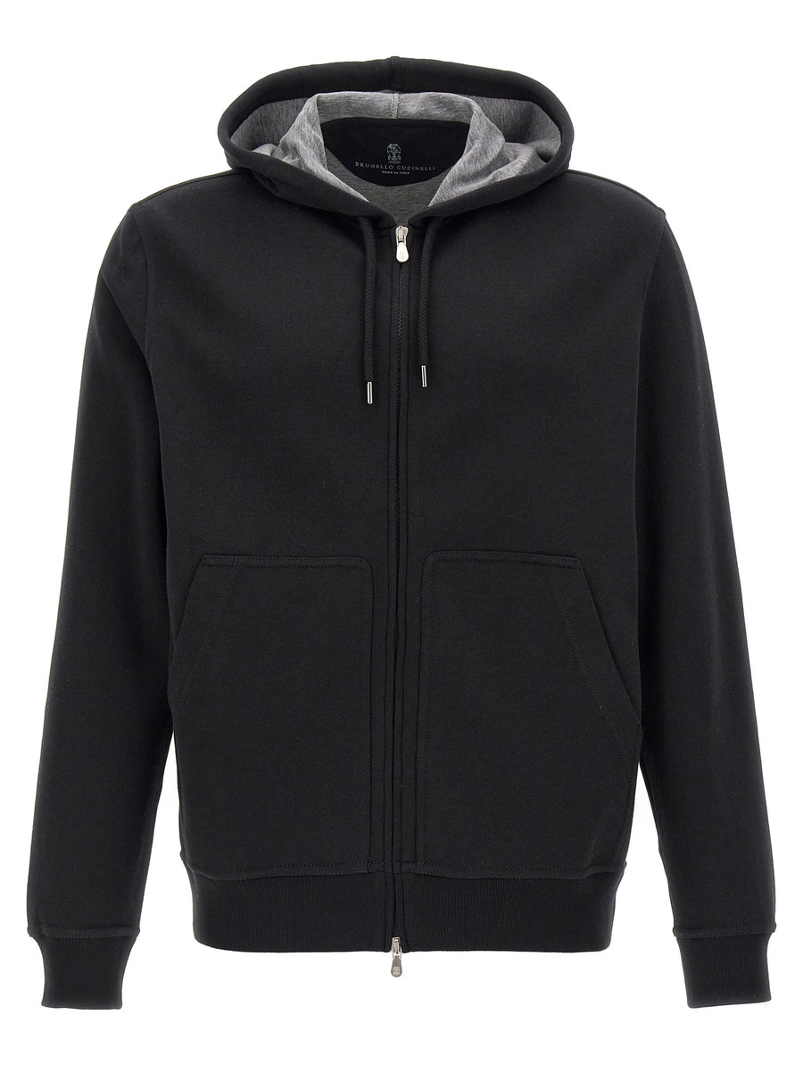 Brunello Cucinelli 65% cotton hoodie in black
