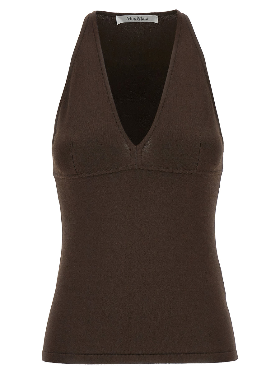 Max Mara 75% viscose tank top in brown
