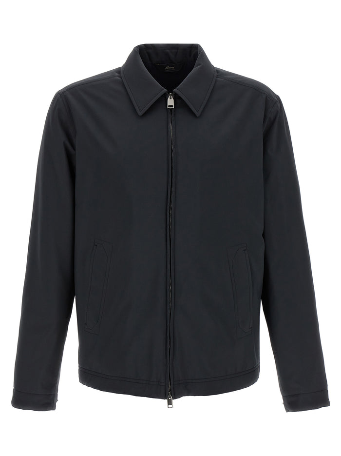 Brioni 100% polyester; wool and cashmere jersey lining jacket in blue