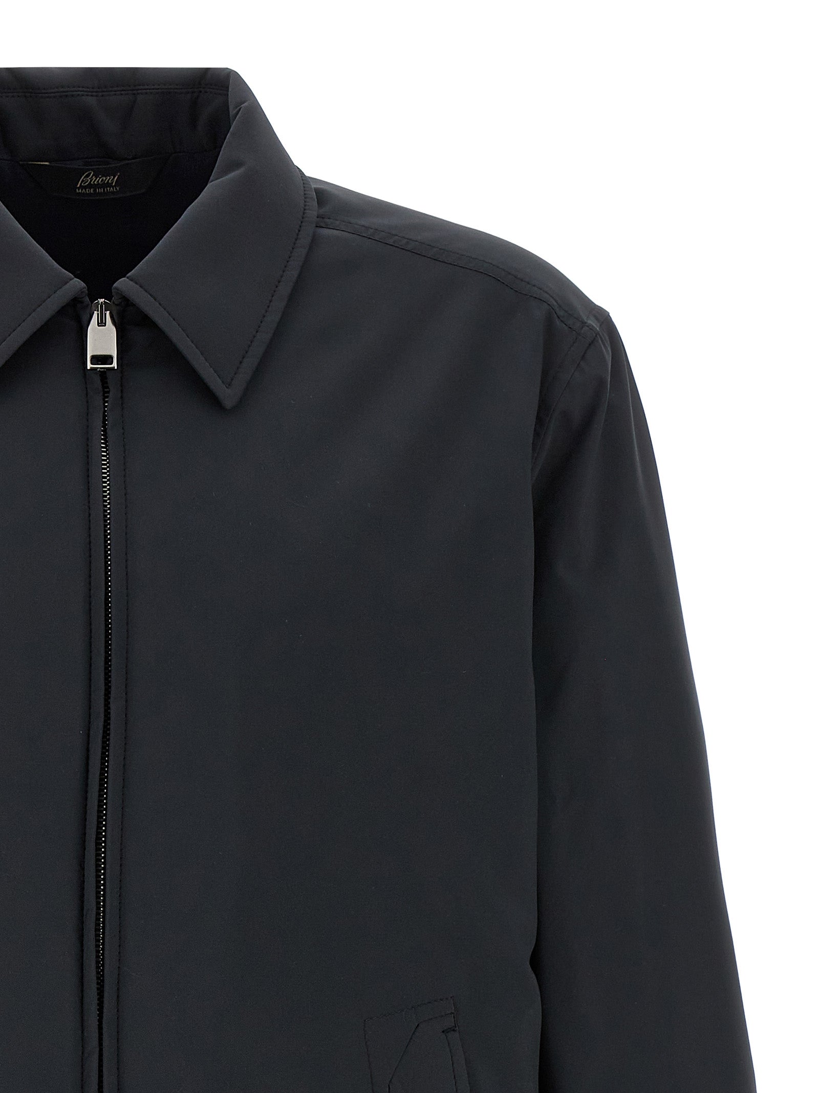 Brioni 100% polyester; wool and cashmere jersey lining jacket in blue — view 3