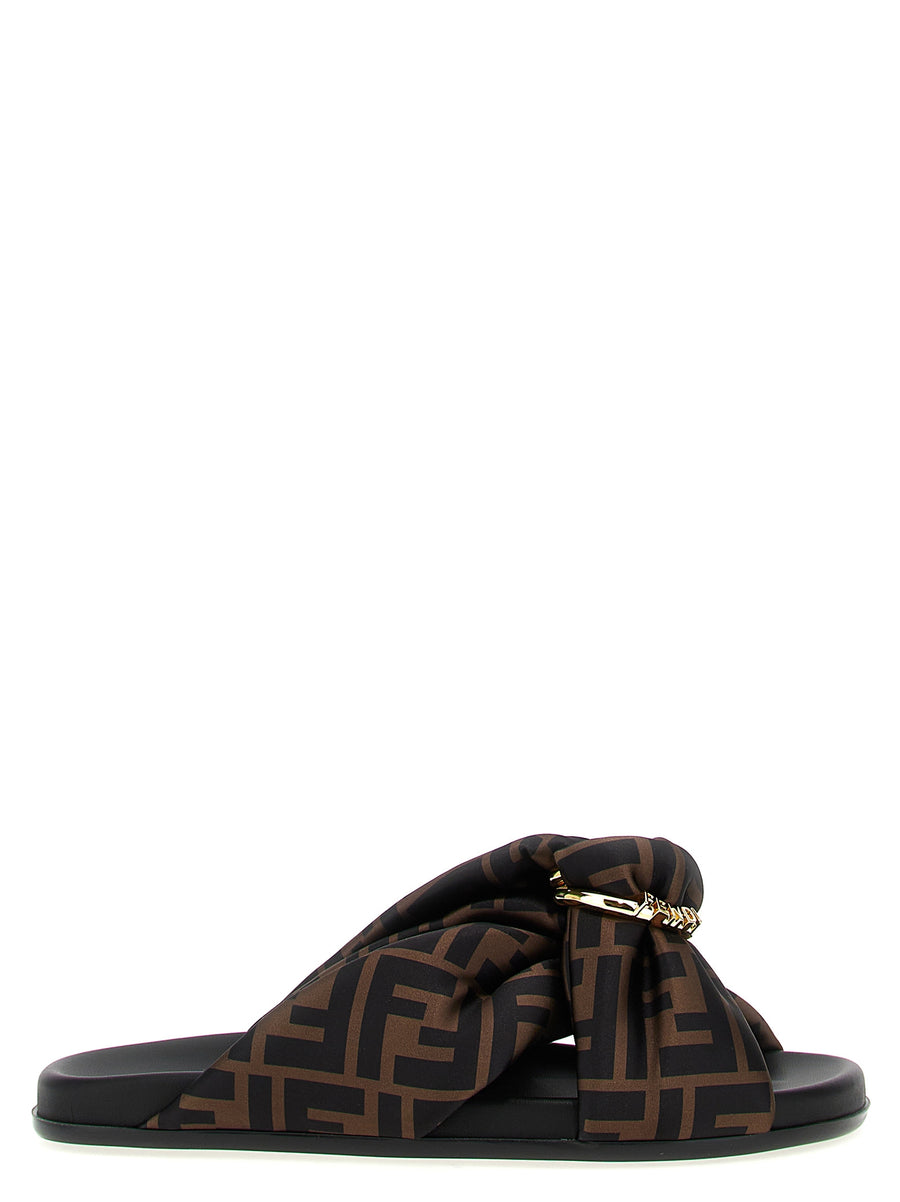 Brown Polyester Slides Shoe