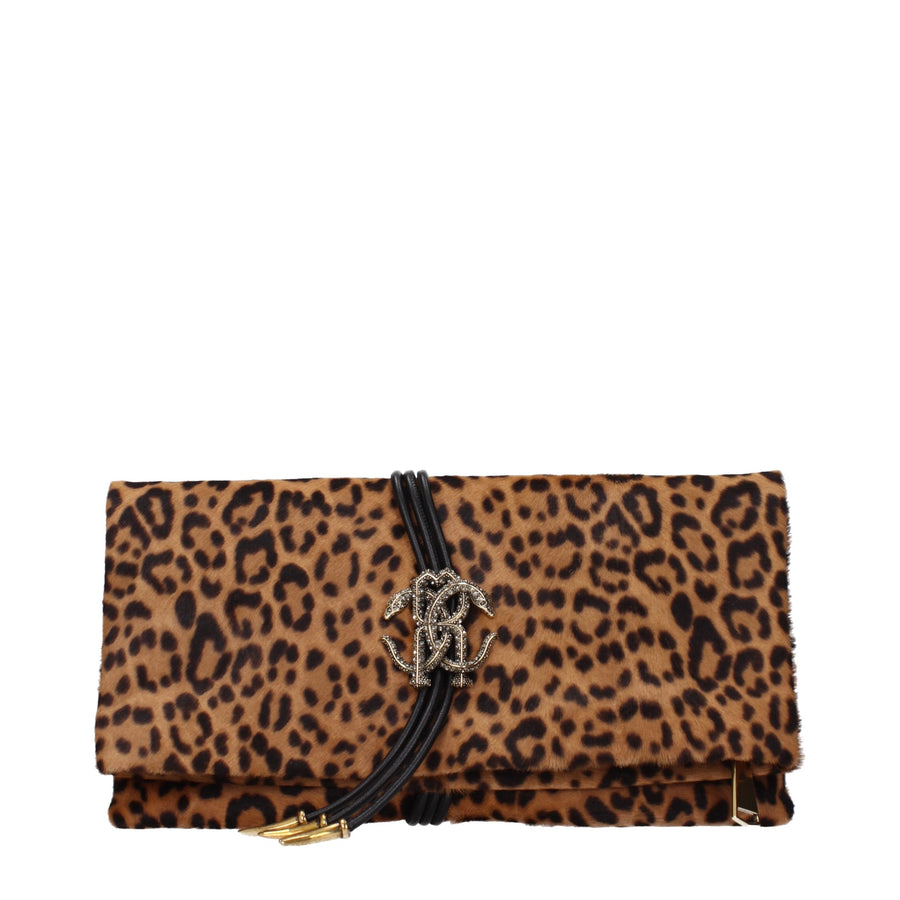 Roberto Cavalli Pony skin clutch in brown