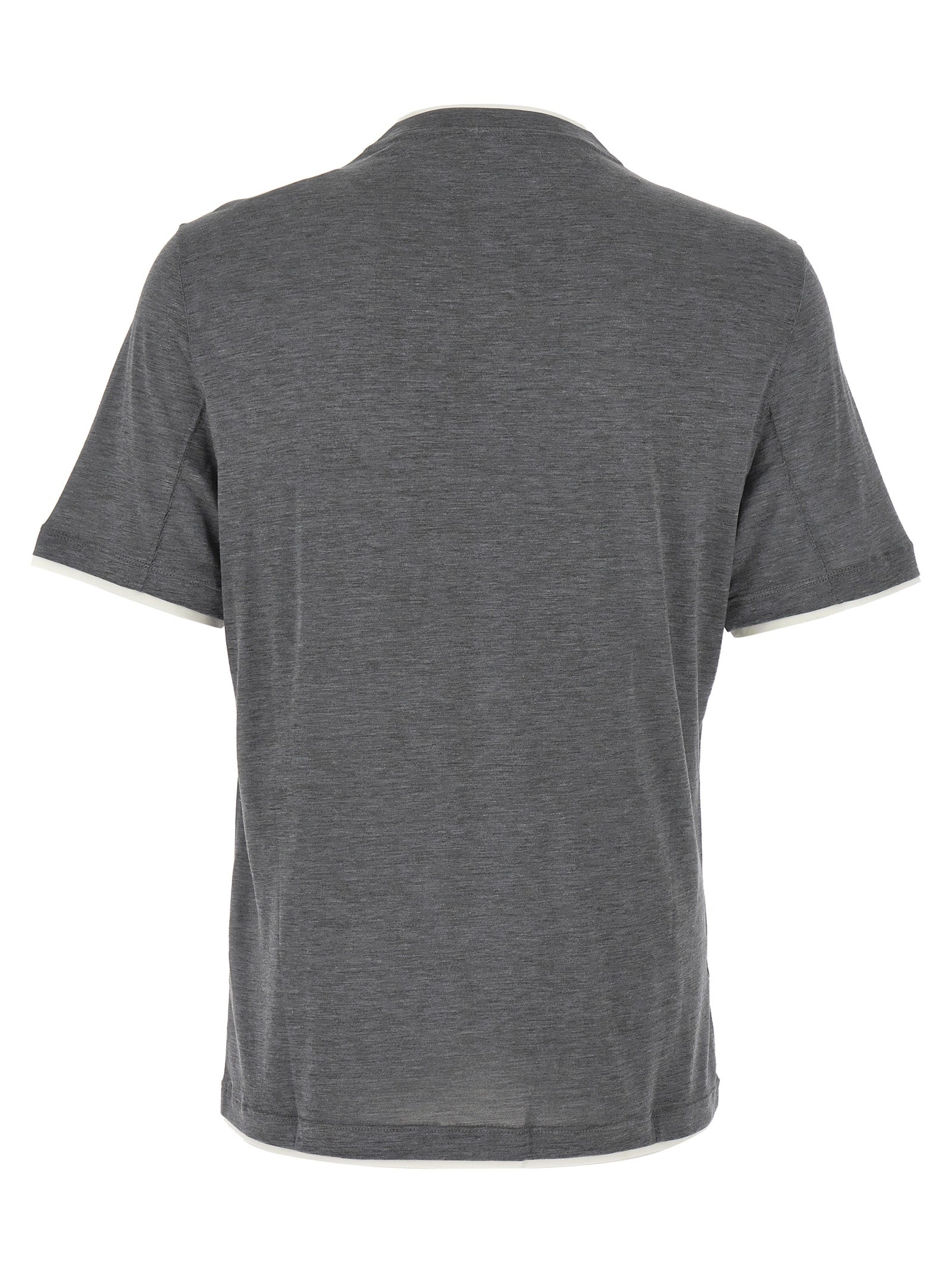 Brunello Cucinelli 62% Silk t-shirt in gray — view 2