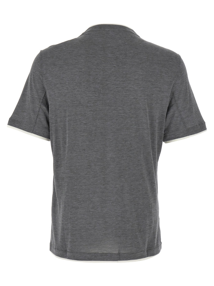 Brunello Cucinelli 62% Silk t-shirt in gray — view 2