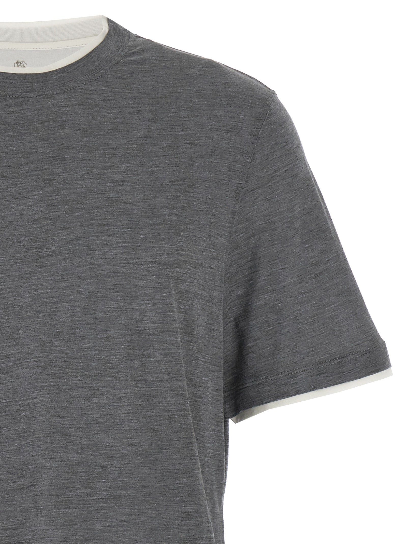 Brunello Cucinelli 62% Silk t-shirt in gray — view 3