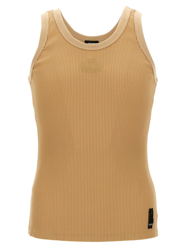 Fendi 91% polyamide tank top in beige