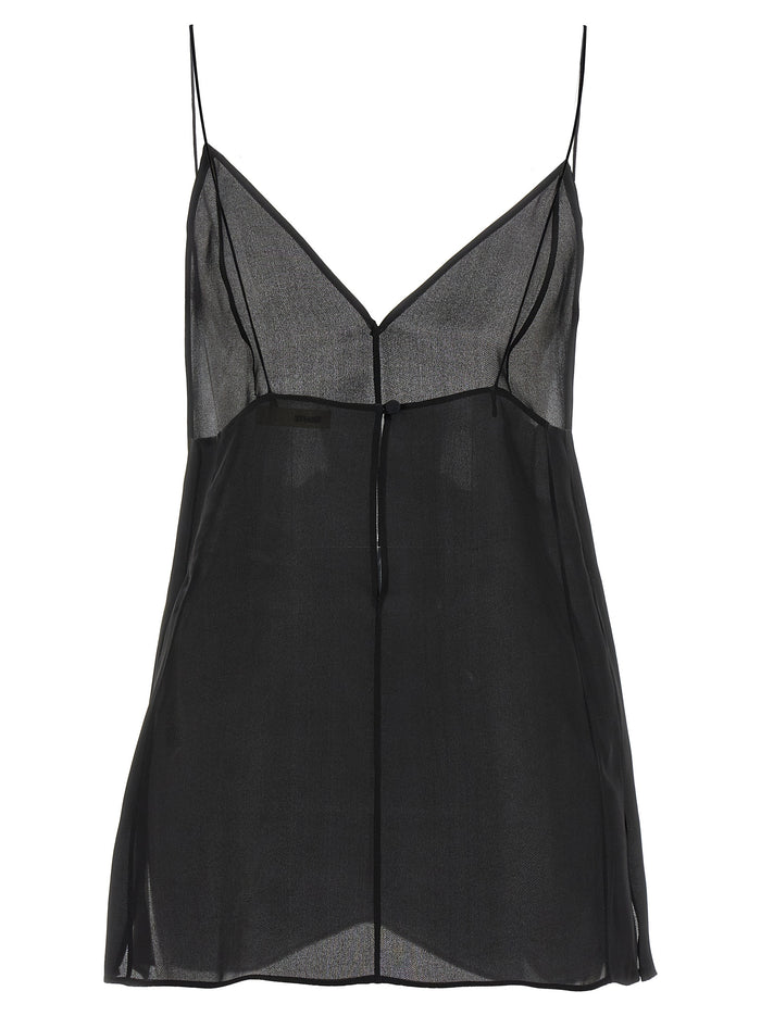 Khaite 100% Silk tank top in black — view 2